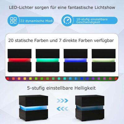 NORTHIX Mesita De Noche Led Con 2 Cajones Color Negro Mando A Distancia 211173037 NORTHIX Mesita De Noche Led Con 2 Cajones Color Negro Mando A Distancia 211173037