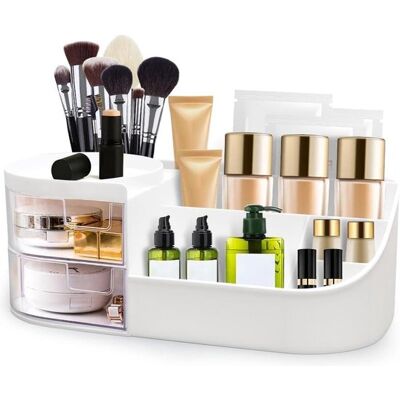 NO BRAND Organizador De Maquillaje Con Cajones - Caja Grande Para Guardar Cosméticos Con 7 Compartimentos Y 2 Cajones Para El Dormitorio - Solución De Almacenamiento Para Objetos Pequeños NO BRAND Organizador De Maquillaje Con Cajones - Caja Grande Para Guardar Cosméticos Con 7 Compartimentos Y 2 Cajones Para El Dormitorio - Solución De Almacenamiento Para Objetos Pequeños