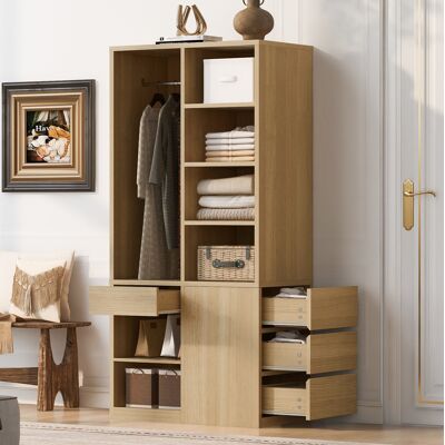 Armario Abierto 91x50x170 Cm De Mdf Y Contrachapado Color Madera – Meubliv Armario Abierto 91x50x170 Cm De Mdf Y Contrachapado Color Madera – Meubliv