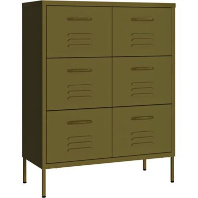 vidaXL Gabinete de cajones Verde Oliva de Acero 80x35x101,5 cm - Armario de almacenamiento vidaXL Gabinete de cajones Verde Oliva de Acero 80x35x101,5 cm - Armario de almacenamiento