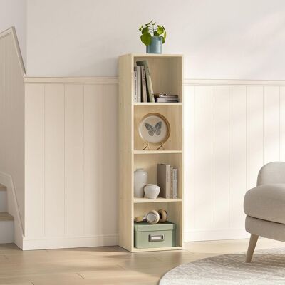 Woltu Librería De Madera De 4 Cubos Con Estante Para El Hogar Y La Oficina, Madera Clara Woltu Librería De Madera De 4 Cubos Con Estante Para El Hogar Y La Oficina, Madera Clara
