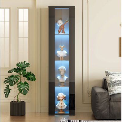 Mueble Vitrina Led Con 4 Niveles Y Control App Negro Okmyhome Mueble Vitrina Led Con 4 Niveles Y Control App Negro Okmyhome