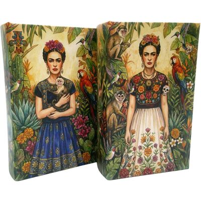 SIGNES GRIMALT Set De 2 Cajas Libro De Madera Con Flores Estilo Frida 17 Cm SIGNES GRIMALT Set De 2 Cajas Libro De Madera Con Flores Estilo Frida 17 Cm