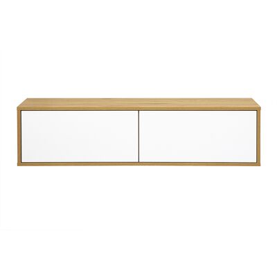 MILIBOO Mueble Tv De Pared Acabado Blanco Y Madera Clara Roble L120 Cm Flexo MILIBOO Mueble Tv De Pared Acabado Blanco Y Madera Clara Roble L120 Cm Flexo
