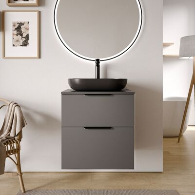 Bernstein - Mueble Tocador Tim 60cm Para Lavabo Sobre Encimera - Color A Elegir:matt Anthracite, Chrome, Roble Gris Niebla Bernstein - Mueble Tocador Tim 60cm Para Lavabo Sobre Encimera - Color A Elegir:matt Anthracite, Chrome, Roble Gris Niebla