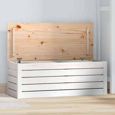 Vidaxl Caja De Almacenaje Madera Maciza De Pino Blanco 89x36,5x33 Cm Vidaxl Caja De Almacenaje Madera Maciza De Pino Blanco 89x36,5x33 Cm