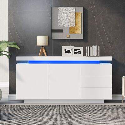 JHY DESIGN (306338342waa) Aparador Para Salón, Mueble De Almacenamiento, Cómoda, Armario Alto, 2 Puertas, 3 Cajones, Acabado Lacado De Alto Brillo Con Iluminación Led, Sin Tiradores. JHY DESIGN (306338342waa) Aparador Para Salón, Mueble De Almacenamiento, Cómoda, Armario Alto, 2 Puertas, 3 Cajones, Acabado Lacado De Alto Brillo Con Iluminación Led, Sin Tiradores.