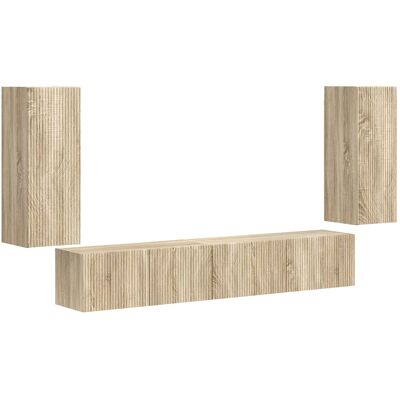 Conjunto De Mueble De Tv 4 Uds. Roble Sonoma Vidaxl Conjunto De Mueble De Tv 4 Uds. Roble Sonoma Vidaxl