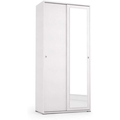 Kiamami Valentina - Armario Multiusos Con Tubo De Colgar Blanco Con Puertas Correderas Kiamami Valentina - Armario Multiusos Con Tubo De Colgar Blanco Con Puertas Correderas