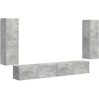 Conjunto De Mueble Para Tv De Pared 4 Uds. Gris Concreto Vidaxl Conjunto De Mueble Para Tv De Pared 4 Uds. Gris Concreto Vidaxl