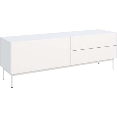 Selsey Olio - Mueble Tv Con 1 Puerta Abatible Y 2 Cajones - 160 Cm - Blanco Selsey Olio - Mueble Tv Con 1 Puerta Abatible Y 2 Cajones - 160 Cm - Blanco