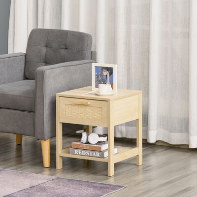 LIIYIELA Mesita De Noche Mesilla De Noche Con Cajón De Ratán Y Estante Inferior Carga 40 Kg Para Dormitorio Sala 40x40x48 Cm Natural LIIYIELA Mesita De Noche Mesilla De Noche Con Cajón De Ratán Y Estante Inferior Carga 40 Kg Para Dormitorio Sala 40x40x48 Cm Natural