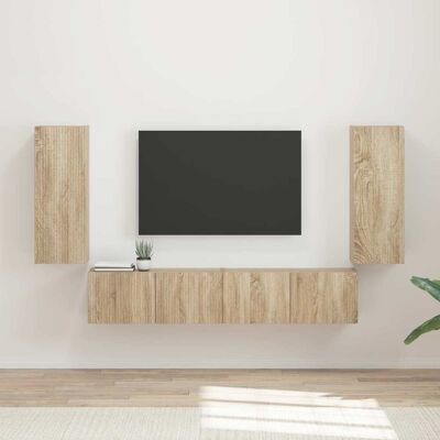 Conjunto De Mueble Para Tv De Pared 4 Uds. Roble Sonoma Vidaxl Conjunto De Mueble Para Tv De Pared 4 Uds. Roble Sonoma Vidaxl