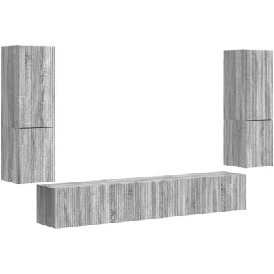 Conjunto De Mueble De Tv 4 Uds. Gris Sonoma Vidaxl Conjunto De Mueble De Tv 4 Uds. Gris Sonoma Vidaxl