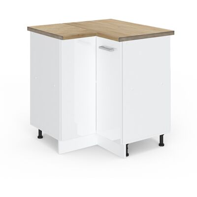 Armario de esquina Vicco R-Line - 75.6cm, Blanco alto brillo, Roble ET Armario de esquina Vicco R-Line - 75.6cm, Blanco alto brillo, Roble ET