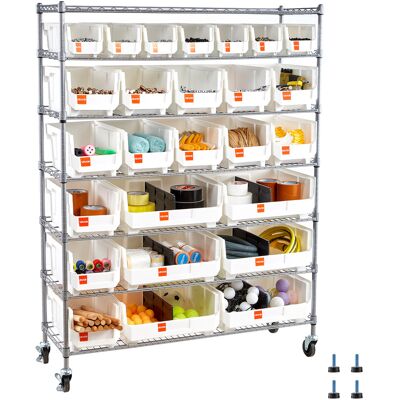 Vevor Estantería De Almacenamiento Con Ruedas, 7 Niveles, 26 Compartimentos Organizadores, Para Garaje, Almacen, Oficina, Restaurante, Aula Y Cocina, 355 X 1110 X 1490 Mm, Carga Por Nivel 52,2 Kg Vevor Estantería De Almacenamiento Con Ruedas, 7 Niveles, 26 Compartimentos Organizadores, Para Garaje, Almacen, Oficina, Restaurante, Aula Y Cocina, 355 X 1110 X 1490 Mm, Carga Por Nivel 52,2 Kg