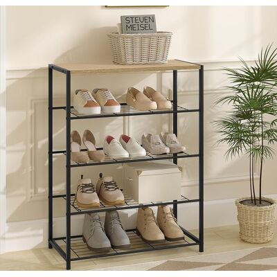 Banc Etagère À Chaussures Woltu - 12 Paires De Chaussures - Avec 4 Étagères - Meuble De Rangement - En Mdf Et Métal Banc Etagère À Chaussures Woltu - 12 Paires De Chaussures - Avec 4 Étagères - Meuble De Rangement - En Mdf Et Métal