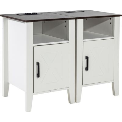 Mophorn Mesa Auxiliar Estilo Granja, Juego De 2, Mesita De Noche Cuadrada Con Puertos Usb Y Tomas De Corriente, 3 Niveles Con Armario De Almacenamiento Y Luces Led,dormitorio, Oficina, Color Blanco Mophorn Mesa Auxiliar Estilo Granja, Juego De 2, Mesita De Noche Cuadrada Con Puertos Usb Y Tomas De Corriente, 3 Niveles Con Armario De Almacenamiento Y Luces Led,dormitorio, Oficina, Color Blanco