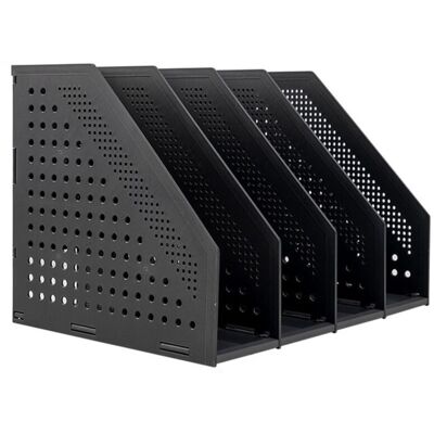 FORIOUS Revistero Plegable De 4 Compartimentos, Organizador De Escritorio De Plástico, Adecuado Para El Hogar, La Oficina Y La Biblioteca (gris Oscuro). FORIOUS Revistero Plegable De 4 Compartimentos, Organizador De Escritorio De Plástico, Adecuado Para El Hogar, La Oficina Y La Biblioteca (gris Oscuro).