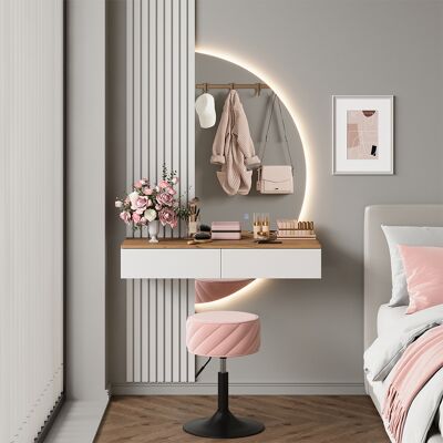 Tocador Melina, Blanco/roble, 100 Cm Con Espejo Led, Vicco Tocador Melina, Blanco/roble, 100 Cm Con Espejo Led, Vicco
