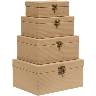 Lote De 4 Cajas De Almacenamiento Rectangulares Bonie De Color Beige - Atmosphera Créateur D'Intérieur Lote De 4 Cajas De Almacenamiento Rectangulares Bonie De Color Beige - Atmosphera Créateur D'Intérieur