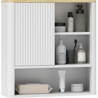 Homcom Armario De Baño De Pared Con Estantes Ajustables Puerta Corredera Compartimentos Y Diseño Con Perfil Curvo 60x20x62 Cm Blanco Homcom Armario De Baño De Pared Con Estantes Ajustables Puerta Corredera Compartimentos Y Diseño Con Perfil Curvo 60x20x62 Cm Blanco