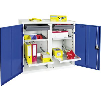 Stumpf Gabinete De Herramientas Y Materiales Serie 3000 Gris Claro / Azul Genciana + 2 Cajones 100 Mm + 4 Estantes Extraíbles - 3002274 Stumpf Gabinete De Herramientas Y Materiales Serie 3000 Gris Claro / Azul Genciana + 2 Cajones 100 Mm + 4 Estantes Extraíbles - 3002274