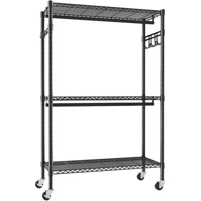 Perchero De Ropa 90 X 43,5 X 180 Cm De Metal Negro Con Ruedas, Ahorra Espacio – Meubliv Perchero De Ropa 90 X 43,5 X 180 Cm De Metal Negro Con Ruedas, Ahorra Espacio – Meubliv