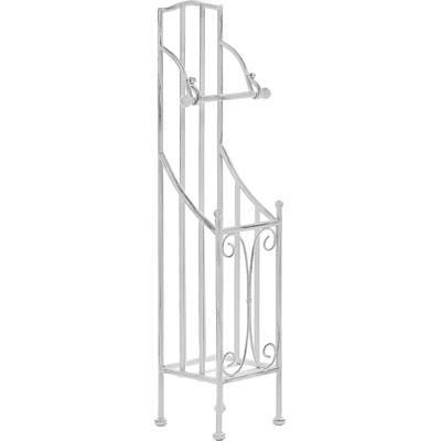 BELIANI Portarrollos De Metal Blanco 68 Cm Envejecido Almacenaje Accesorio Retro BELIANI Portarrollos De Metal Blanco 68 Cm Envejecido Almacenaje Accesorio Retro