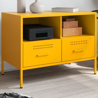 Vidaxl - Mueble Para Tv Acero Amarillo Mostaza 68x39x50,5 Cm Vidaxl - Mueble Para Tv Acero Amarillo Mostaza 68x39x50,5 Cm