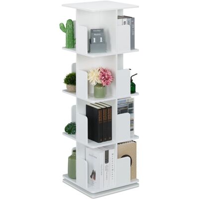 Relaxdays - Librería Giratoria, Estantería Rotatoria 360º, 3 Baldas, Organizador Libros, Cuadrada, 125,5x39x39 Cm, Blanca Relaxdays - Librería Giratoria, Estantería Rotatoria 360º, 3 Baldas, Organizador Libros, Cuadrada, 125,5x39x39 Cm, Blanca