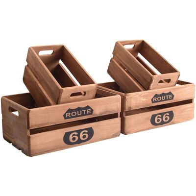 Mobili Rebecca - Rebecca Mobili Set 4 Cajas Cestas Almacenaje Rectangulo Marron Shabby 15x35x22 Mobili Rebecca - Rebecca Mobili Set 4 Cajas Cestas Almacenaje Rectangulo Marron Shabby 15x35x22