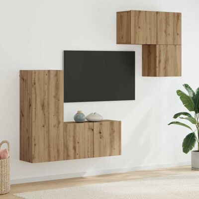 Vidaxl Mueble De Tv 4 Uds. Roble Artisan Madera De Ingeniería Vidaxl Mueble De Tv 4 Uds. Roble Artisan Madera De Ingeniería