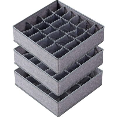 OEM Juego De 3 Organizadores De Cajones Para Calcetines Y Ropa Interior, 24 Compartimentos, Organizador De Armario Plegable De Tela, Ideal Para Guardar Calcetines, Ropa Interior, Corbatas, Etc. - Gris OEM Juego De 3 Organizadores De Cajones Para Calcetines Y Ropa Interior, 24 Compartimentos, Organizador De Armario Plegable De Tela, Ideal Para Guardar Calcetines, Ropa Interior, Corbatas, Etc. - Gris