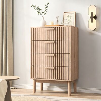 OEM Comoda Escandinava, 4 Cajones, Patas De Madera, Mueble De Dormitorio, Color Madera Natural, 60 X 34 X 91 Cm OEM Comoda Escandinava, 4 Cajones, Patas De Madera, Mueble De Dormitorio, Color Madera Natural, 60 X 34 X 91 Cm
