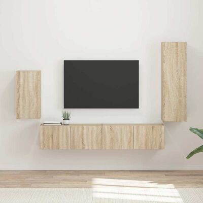 Conjunto De Mueble De Tv 4 Uds. Roble Sonoma Vidaxl Conjunto De Mueble De Tv 4 Uds. Roble Sonoma Vidaxl