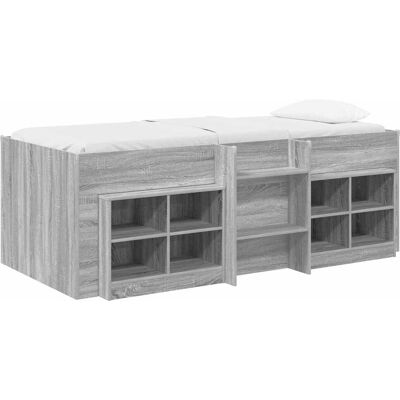 Marco De Cama Loft Con Armario Con Estante 3 Uds. Sonoma Gris Vidaxl Marco De Cama Loft Con Armario Con Estante 3 Uds. Sonoma Gris Vidaxl