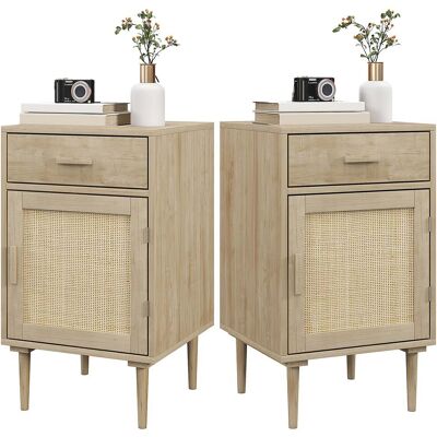 DÉCOSHOP26 Et De 2 Mesitas De Noche Con Armario Y Estante 40 X 40 X 68,5 Cm Ahorraspacio Un Cajón Rústico De Madera Natural 21000168 DÉCOSHOP26 Et De 2 Mesitas De Noche Con Armario Y Estante 40 X 40 X 68,5 Cm Ahorraspacio Un Cajón Rústico De Madera Natural 21000168