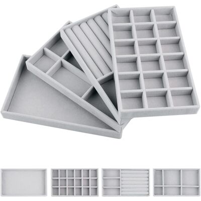 VEXXOL Caja Organizadora Para Anillos - Bandejas Apilables De Fieltro Gris - 21 Cm X 12 3 Cm - Para Joyeros Y Cajones - 1 Unidad VEXXOL Caja Organizadora Para Anillos - Bandejas Apilables De Fieltro Gris - 21 Cm X 12 3 Cm - Para Joyeros Y Cajones - 1 Unidad