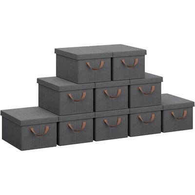 10x Cajas De Almacenamiento Con Tapa, Caja 48x36x30cm, Gris, 51l - Woltu 10x Cajas De Almacenamiento Con Tapa, Caja 48x36x30cm, Gris, 51l - Woltu