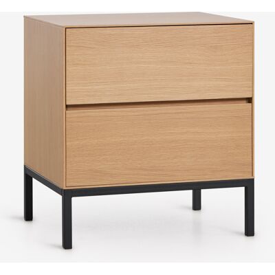 Pack De 2 Mesitas De Noche 50x40 Cm En Mdf Y Chapa De Roble Bromley Sklum Pack De 2 Mesitas De Noche 50x40 Cm En Mdf Y Chapa De Roble Bromley Sklum