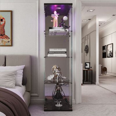OEM Vitrina De Vidrio, Con Led, 4 Estantes, Espejo, Armario De Presentación Para Salón, Vitrina Para Colección, 164 X 42 X 36cm, Negro OEM Vitrina De Vidrio, Con Led, 4 Estantes, Espejo, Armario De Presentación Para Salón, Vitrina Para Colección, 164 X 42 X 36cm, Negro