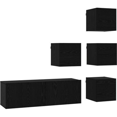 Conjunto De Mueble De Tv 5 Uds. Roble Negro Vidaxl Conjunto De Mueble De Tv 5 Uds. Roble Negro Vidaxl