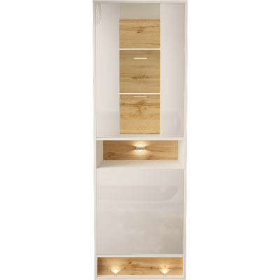 BIM FURNITURE - Vetrina visionary 180 cm bianco lucido rovere wotan BIM FURNITURE - Vetrina visionary 180 cm bianco lucido rovere wotan