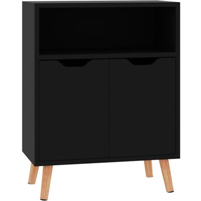 Vidaxl - Aparador De Madera De Ingeniería Negro Brillo 60x30x72 Cm Vidaxl - Aparador De Madera De Ingeniería Negro Brillo 60x30x72 Cm