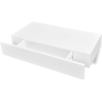 Estante flotante con cajón vidaXL - 48 cm - Blanco Estante flotante con cajón vidaXL - 48 cm - Blanco