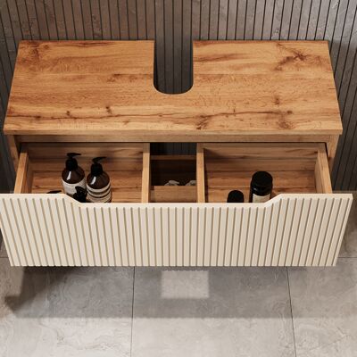 Mueble Bajo Lavabo Lotta, Rayas Roble/cachemira, 79.6 X 62.5 Cm Con 2 Cajones, Vicco Mueble Bajo Lavabo Lotta, Rayas Roble/cachemira, 79.6 X 62.5 Cm Con 2 Cajones, Vicco