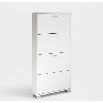 SARMOG Zapatero Ahorraespacio De 4 Puertas Abatibles Quadrante - Blanco - Blanco Brillante SARMOG Zapatero Ahorraespacio De 4 Puertas Abatibles Quadrante - Blanco - Blanco Brillante