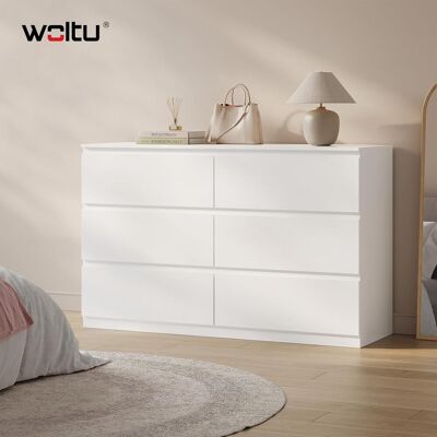 Woltu - Cómoda Para Dormitorio De 6 Cajones - Estilo Escandinavo - Almacenamiento, Blanco Woltu - Cómoda Para Dormitorio De 6 Cajones - Estilo Escandinavo - Almacenamiento, Blanco