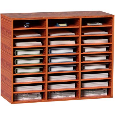 Vevor - Organizador De Literatura De Madera De 27 Ranuras De 800 X 305 X 630 Mm, Estantes Ajustables De Tablero De Fibra De Densidad Media, Almacenamiento Para Archivos, Documentos, Papeles, Marrón Vevor - Organizador De Literatura De Madera De 27 Ranuras De 800 X 305 X 630 Mm, Estantes Ajustables De Tablero De Fibra De Densidad Media, Almacenamiento Para Archivos, Documentos, Papeles, Marrón